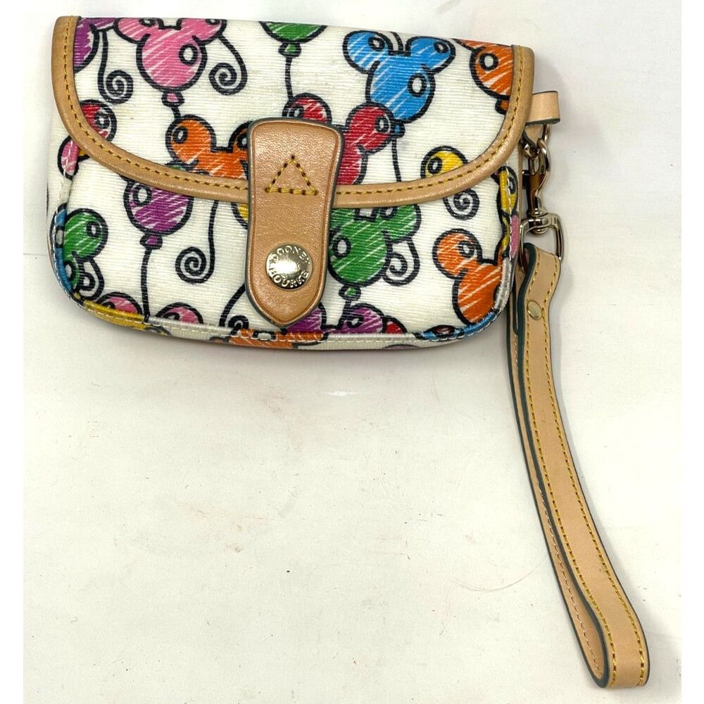 Dooney & Bourke Disney Mickey Mouse Balloon Wristlet Colorful Clutch 6.5" x 4"